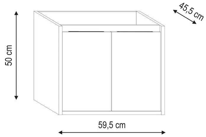 Armadietto bagno a terra Loto 1 cassetto 2 ante P 45.5 x L 59.5 x H 50 cm rovere scuro