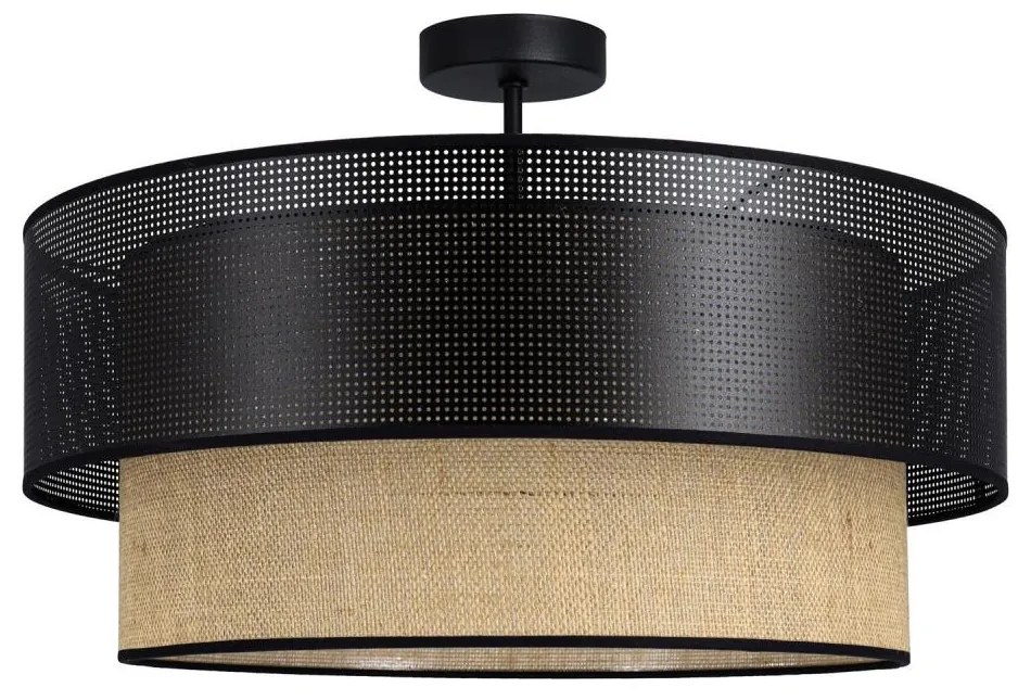 Lampadario a plafone BORHO 1xE27/60W/230V nero/juta