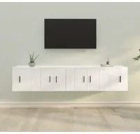 Set di Mobili Porta TV 4 pz Bianco Lucido in Legno Multistrato 3188432