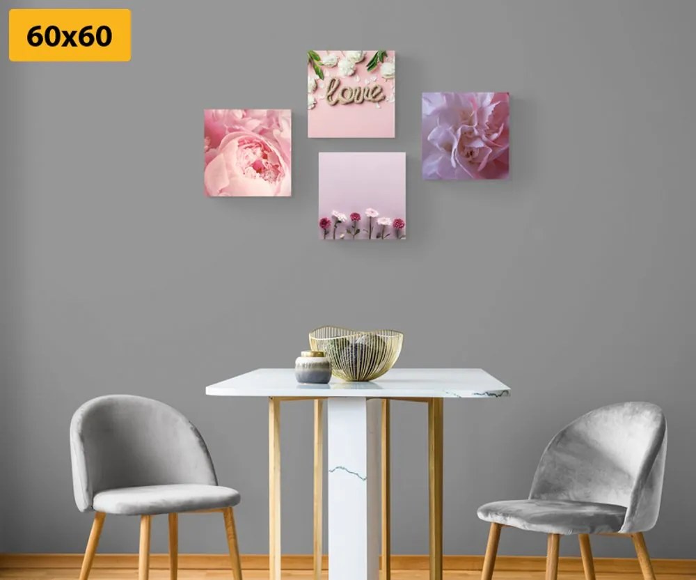 Set di quadri – Fiori in delicata tonalità rosa