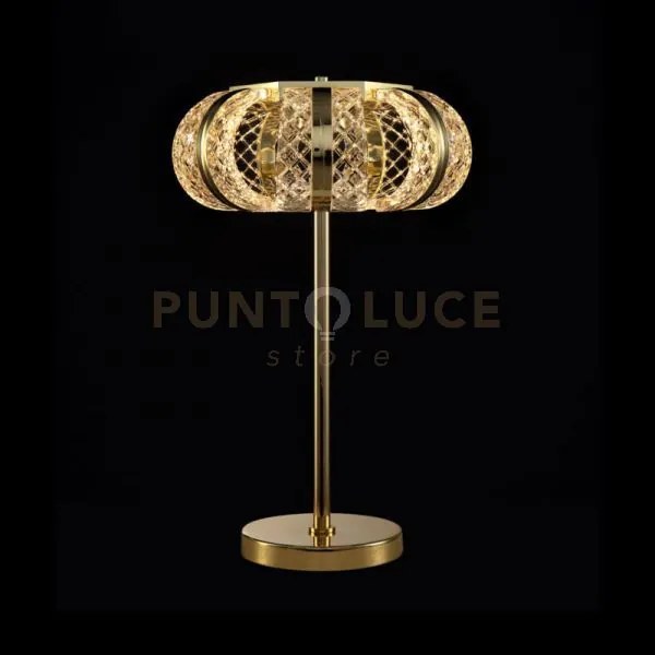 Lampada da tavolo retro', acrilico trasparente + hardware dorato, l...