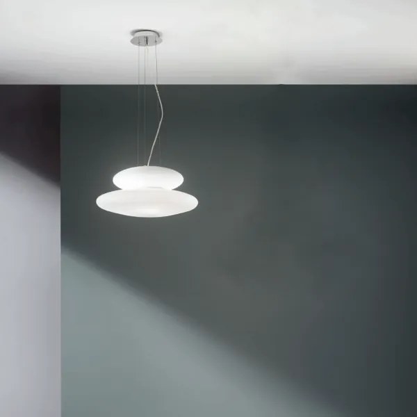 Lampada a sospensione 50 cm PAGODA in vetro Bianco soffiato e acidato PICCOLO