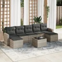 Set Divano da Giardino 8pz con Cuscini Grigio Chiaro Polyrattan 3219342