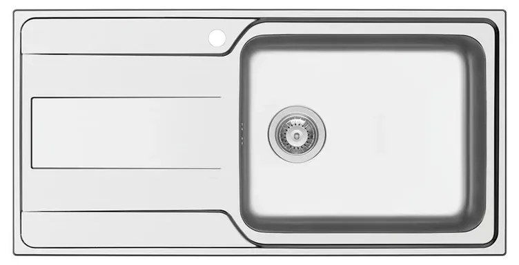 Lavello integrato 1 vasca con gocciolatoio a sinistra DELINIA Basalt inox L 50 x L 100 cm argento