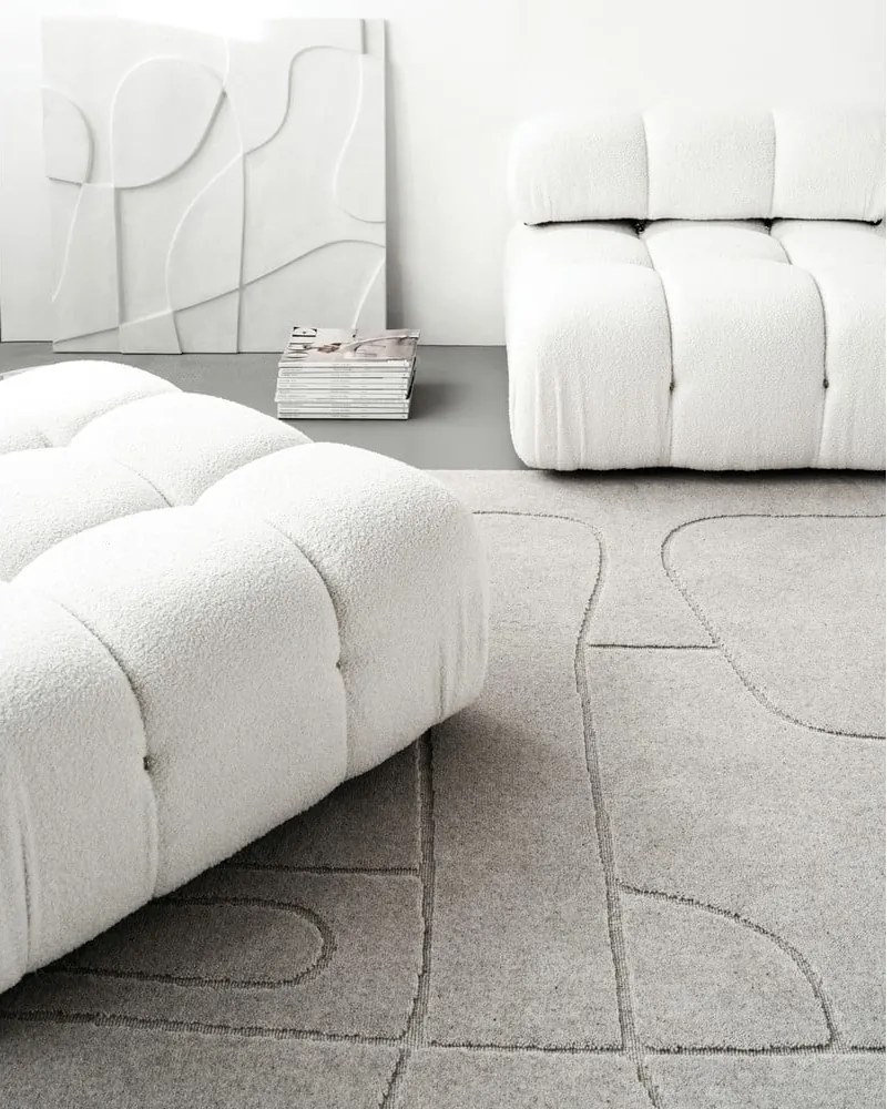 Tappeto in lana grigio chiaro 133x190 cm Morphic - Agnella