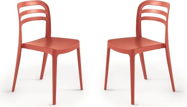 Sedia da giardino in polipropilene impilabile - DJANGO ROSSO 2 pezzi