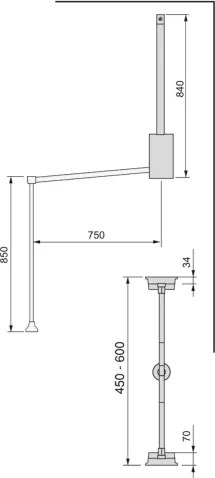 Appendiabiti regolabile per armadio 45 - 60 cm grigio pietra in Acciaio e Tecnoplastica