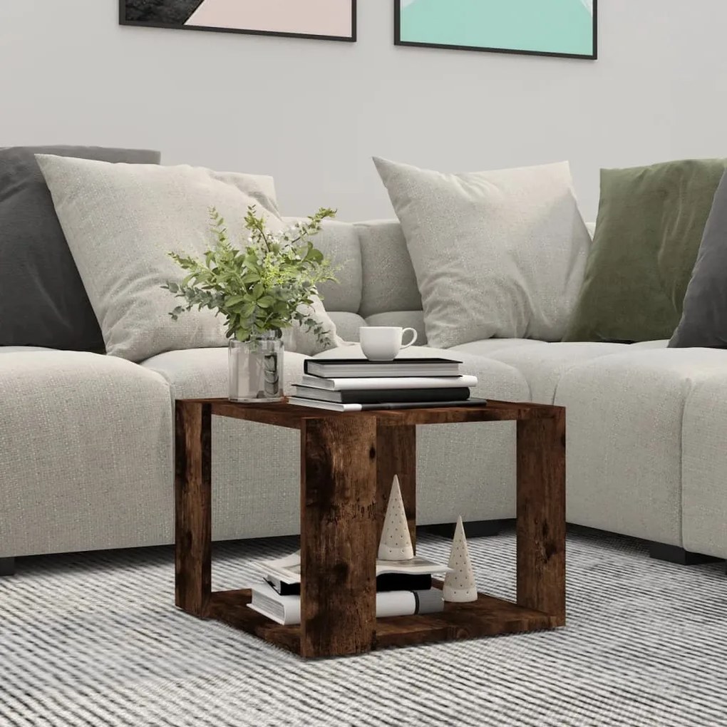 Tavolino Da Salotto Rovere Fumo 40x40x43cm Legno Ingegnerizzato /