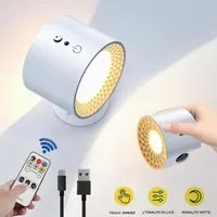 Applique da parete magnetico ricaricabile USB doppio LED 5W CCT dimmerabile lampada lettura orientabile senza fili luce comodino BIANCO