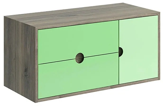 Mobile da bagno sospeso sotto lavabo L 100 x H 48 x P 22 cm verde, 2 cassetti, 1 anta VISOBATH Kompas