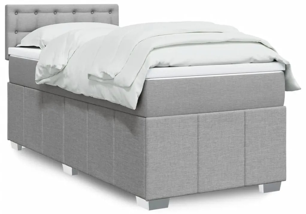 Giroletto A Molle Con Materasso Grigio Chiaro 90x200 Cm Tessuto /