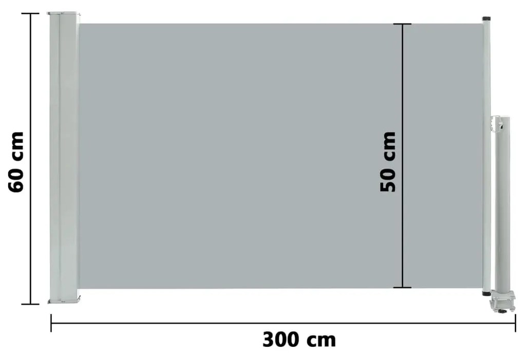 Tenda Laterale Retrattile per Patio 60x300 cm Grigia