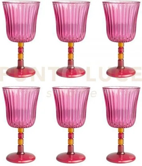 Set 6 calici ginevra rosa