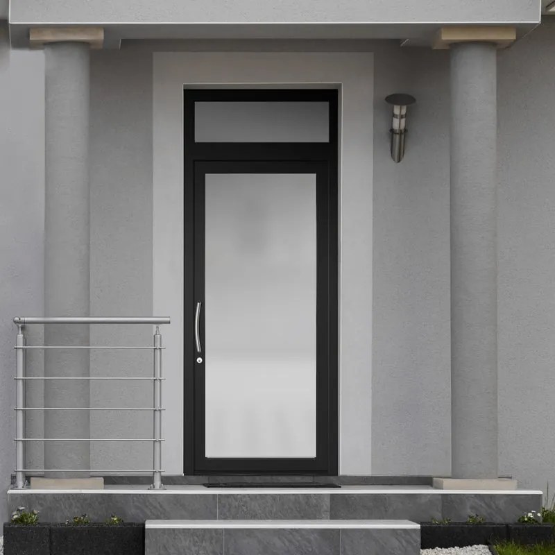 Portoncino d'ingresso Condo16 L 90 x H 210 cm in PVC nero, apertura spingere a destra