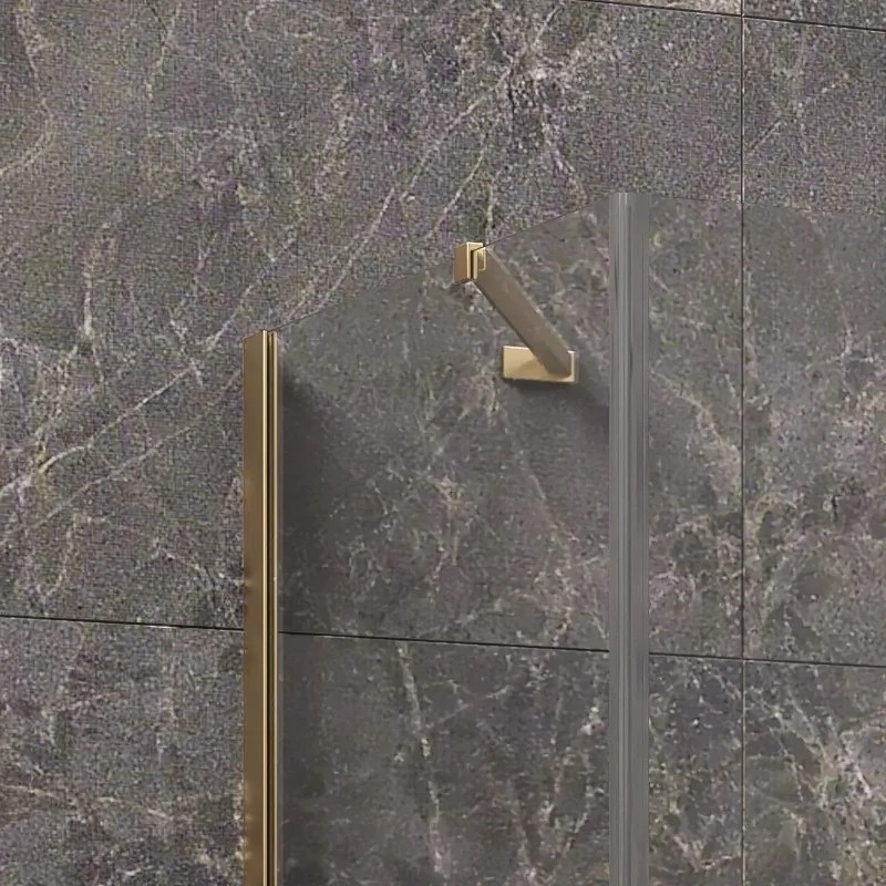 Kamalu - Box doccia 80x90 oro satinato porta battente 90 e fisso 80 cm | KT5000G