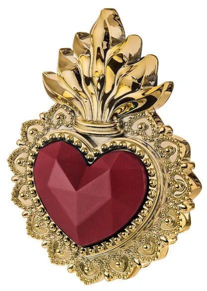 BONGELLI PREZIOSI cuore ex voto oro e rosso 12 x 16 h