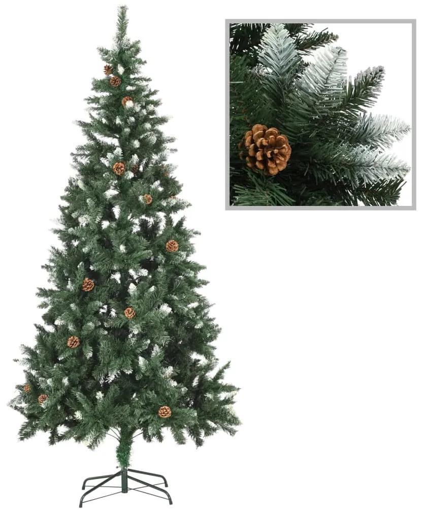 Albero di Natale Preilluminato con Palline e Pigne 210 cm