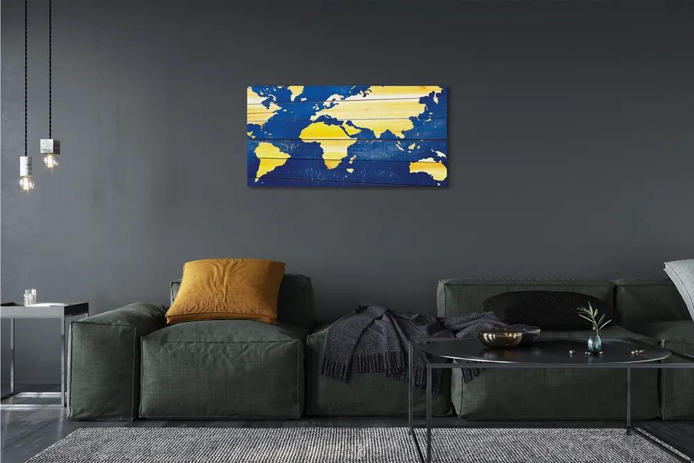 Quadro su tela Mappa sulle assi blu 100x50 cm