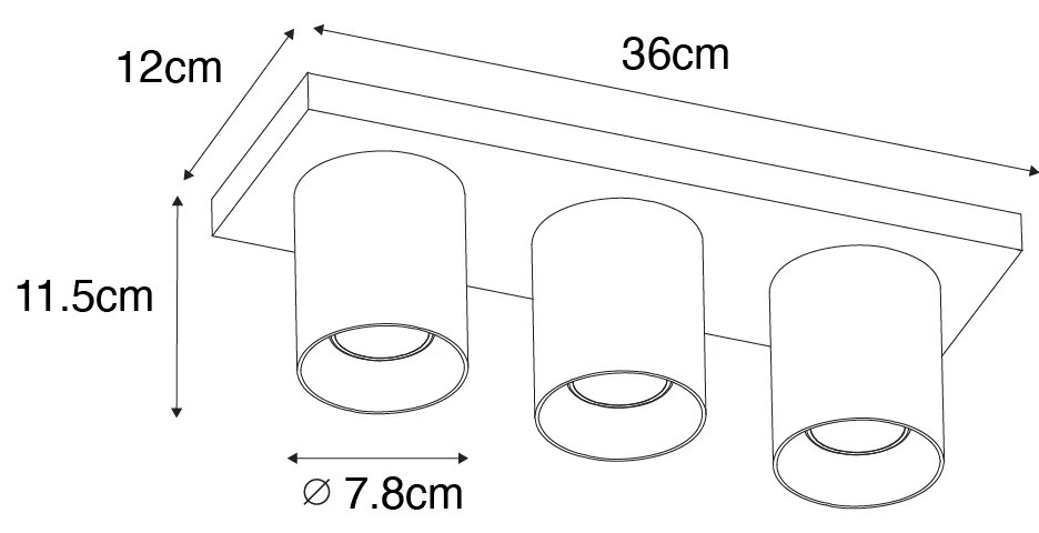 Faretto da soffitto moderno bianco 3 luci - Tubo