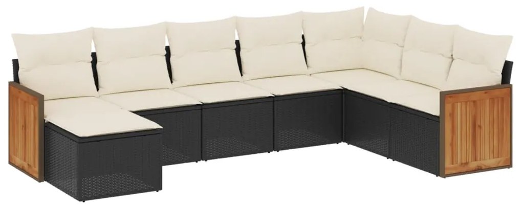 Set Divani da Giardino con Cuscini 8 pz Nero in Polyrattan