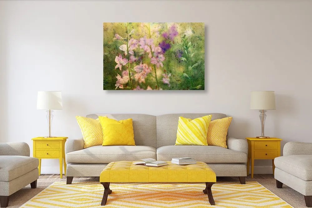 Quadro su tela – Disegno acquerellato di piante di montagna
