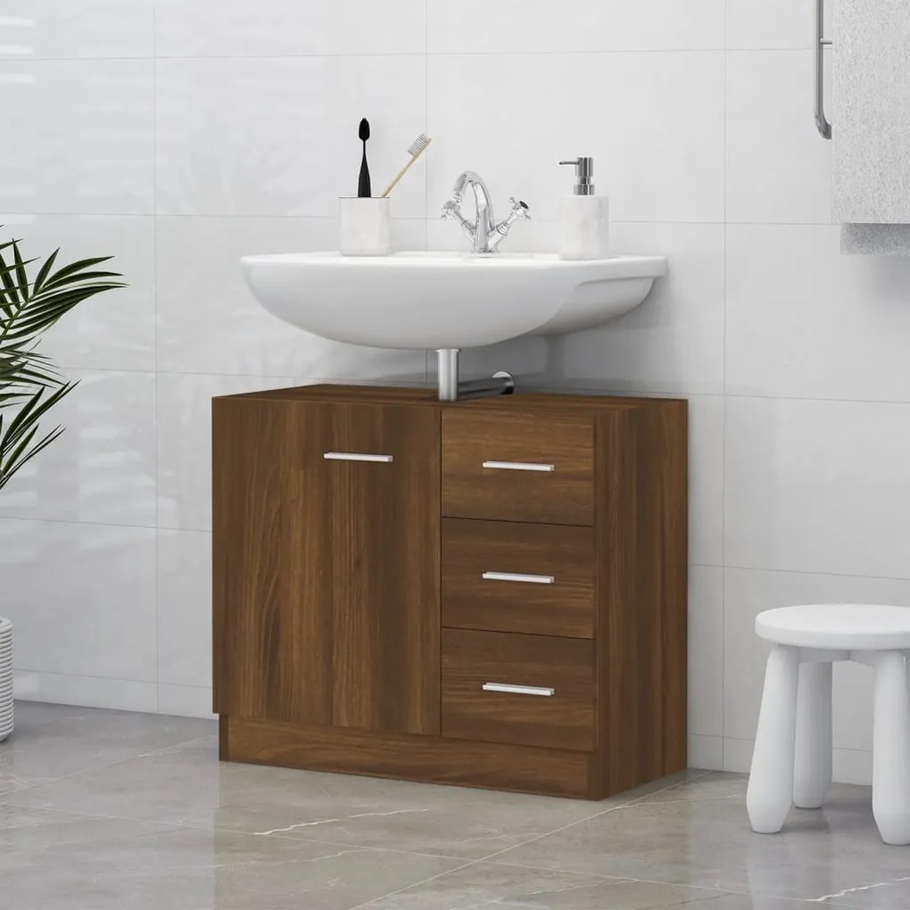 Mobile Lavabo Rovere Marrone 63x30x54 Cm İn Legno Multistrato /