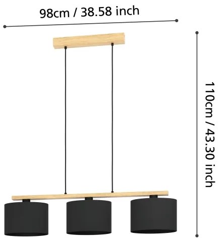 Eglo 900313 - Lampadario a sospensione con filo CASTRALVO 3xE27/40W/230V