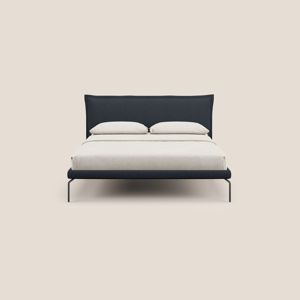Eric letto imbottito design minimal in morbido tessuto impermeabile T14 blu