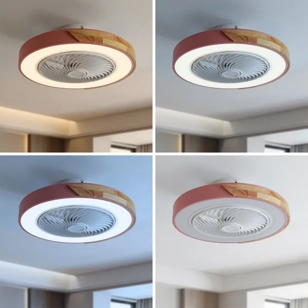 Brilagi - Lampada LED dimmerabile con ventilatore LED/38W/230V 50 cm rosa/rovere +telecomando