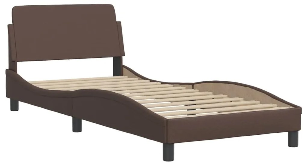 Letto con materasso marrone 90x190 cm in similpelle