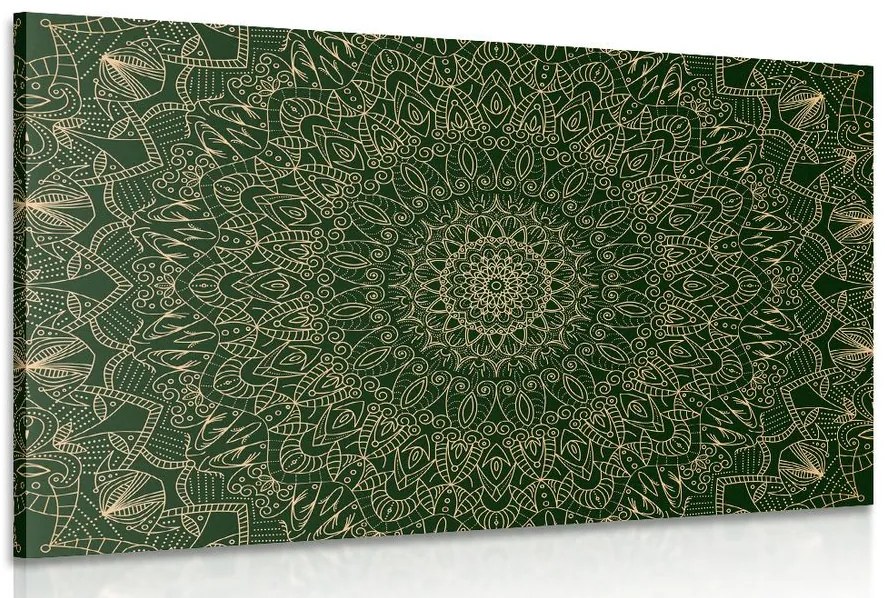 Stampa su tela – Mandala decorativa dettagliata in verde