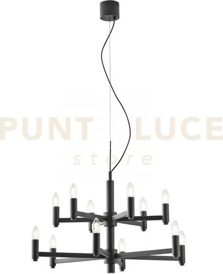 Lampadario karol grigio 12 luci attacco e14 72x120cm in metallo