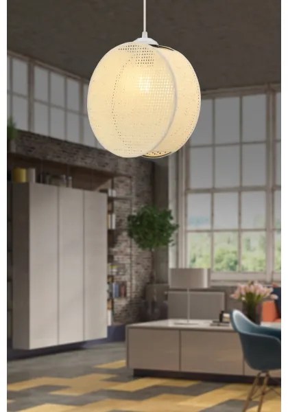 Lampada a sospensione su cavo DRUM 1xE27/60W/230V crema