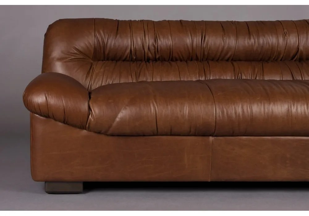 Divano marrone con rivestimento in pelle 214 cm Douglas – Dutchbone