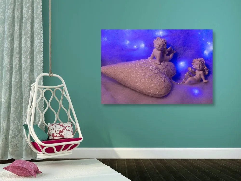 Quadro su tela – Angioletto con cuoricino