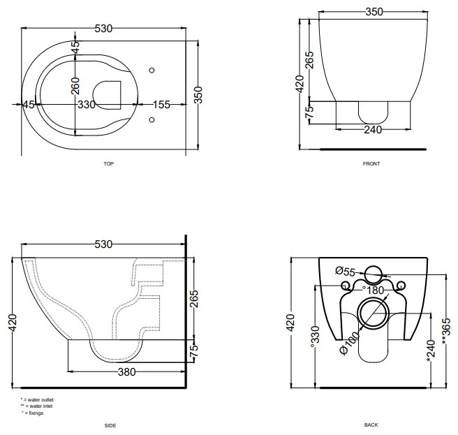 Cielo Enjoy Wc Sospeso 54x35 Senza Brida Completo Di Fissaggio Balsalto