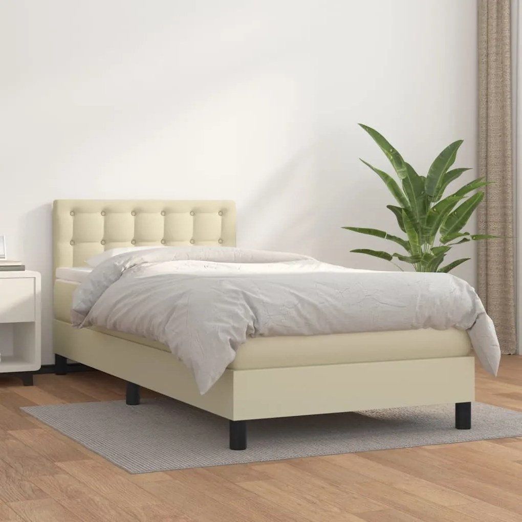 Giroletto A Molle Con Materasso Crema 100x200 Cm İn Similpelle /