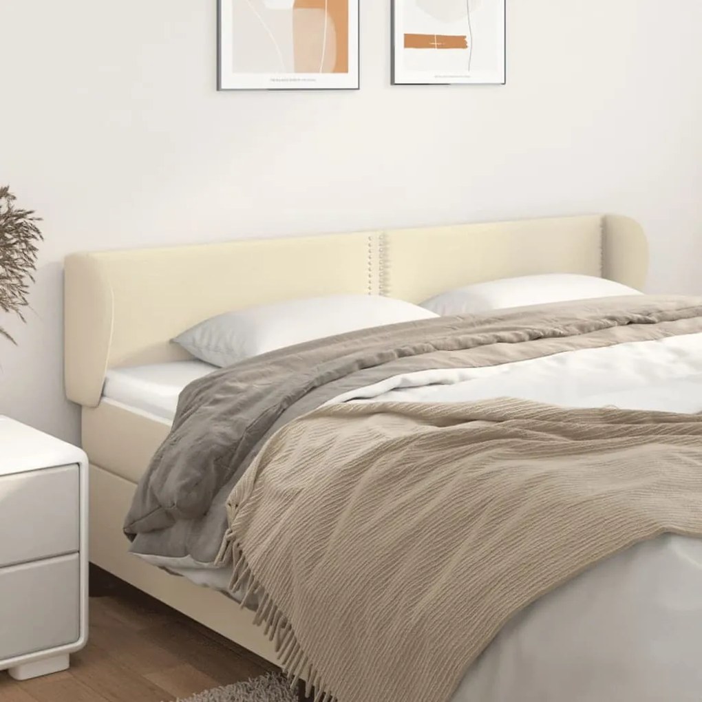 Testiera Ad Orecchio Crema 163x23x78/88 Cm İn Similpelle /