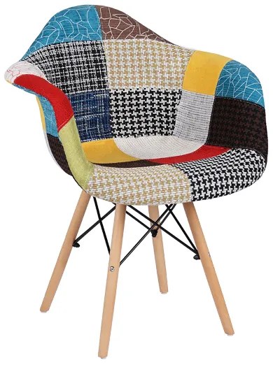 Sedia poltroncina PATCHWORK con gambe in faggio 1 PEZZO