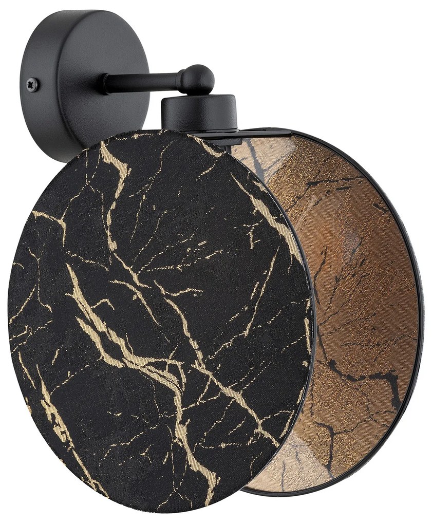 Applique 1 Luce Moderna Nut In Acciaio Effetto Marmo Nero
