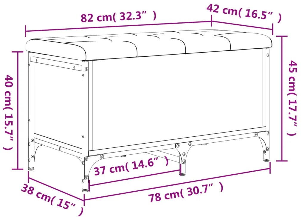 Panca Portaoggetti Grigio Sonoma 82x42x45 cm Legno Multistrato