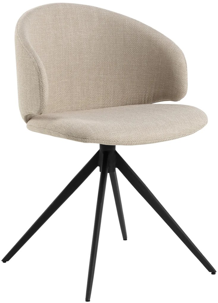 NELA Beige (tessuto Basel 24)/gambe nere - MODERNA SEDIA INTRECCIATO GIREVOLE PER SOGGIORNO/SALA DA PRANZO/UFFICIO BOHO