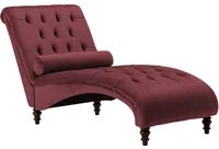 Chaise longue in velluto rosso Chesterfield abbottonato moderno soggiorno Chaise gambe in legno