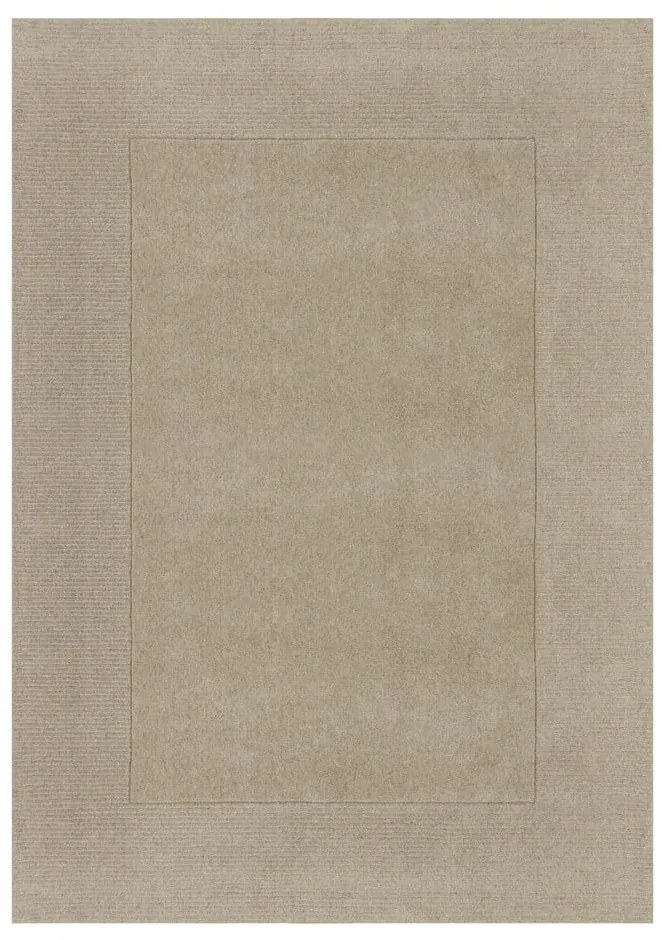 Tappeto beige in lana tessuto a mano 240x340 cm Textured Wool Border – Flair Rugs