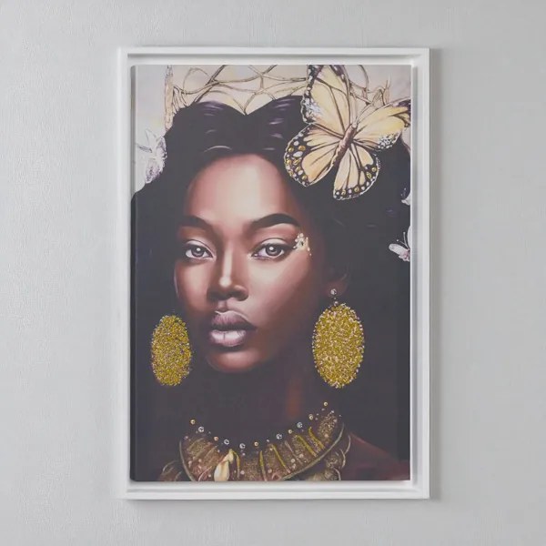 Quadro su tela con cornice moderno 67x97 cm con ritratto di donna africana