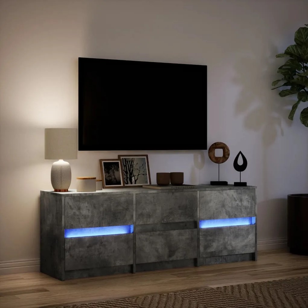 Mobile porta tv con led grigio cemento 140x34x50cm truciolato