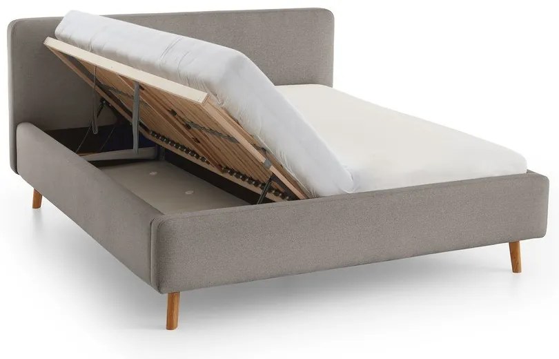 Letto matrimoniale imbottito grigio con contenitore con rete inclusa 140x200 cm Mattis – Meise Möbel
