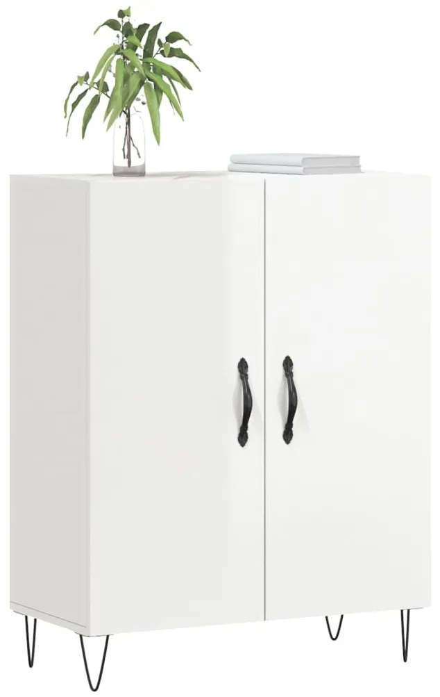 Credenza 69,5x34x90 cm in legno multistrato bianco lucido