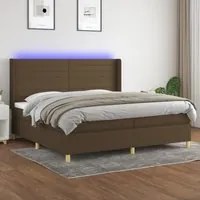 Letto a Molle Materasso e LED MarroneScuro 200x200cm in Tessuto cod mxl 55868