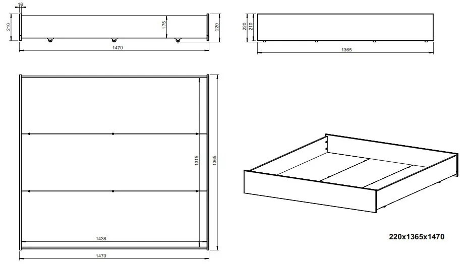 Letto matrimoniale bianco con contenitore 140x190 cm Gabi - Marckeric